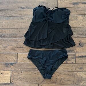 Black Strapless Tankini Set sz L